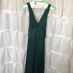 Emerald green silk evening gown